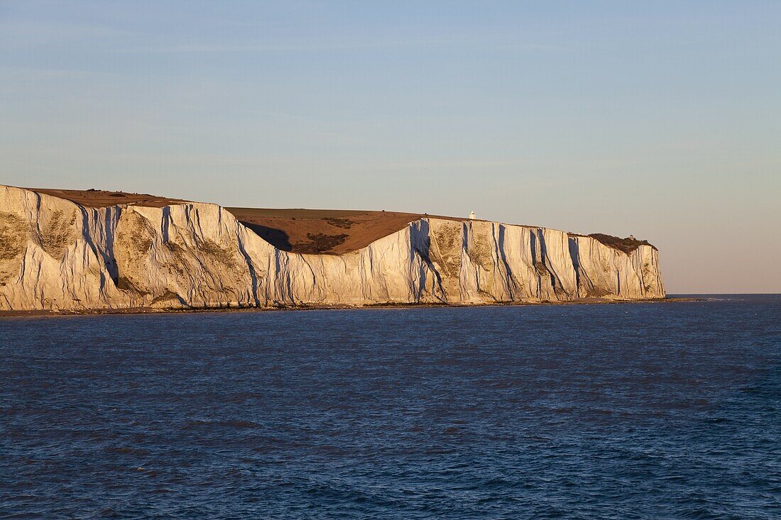White cliffs of Dover viewed from cross channel ferry,  Kent,  England,  United Kingdom,  Europe