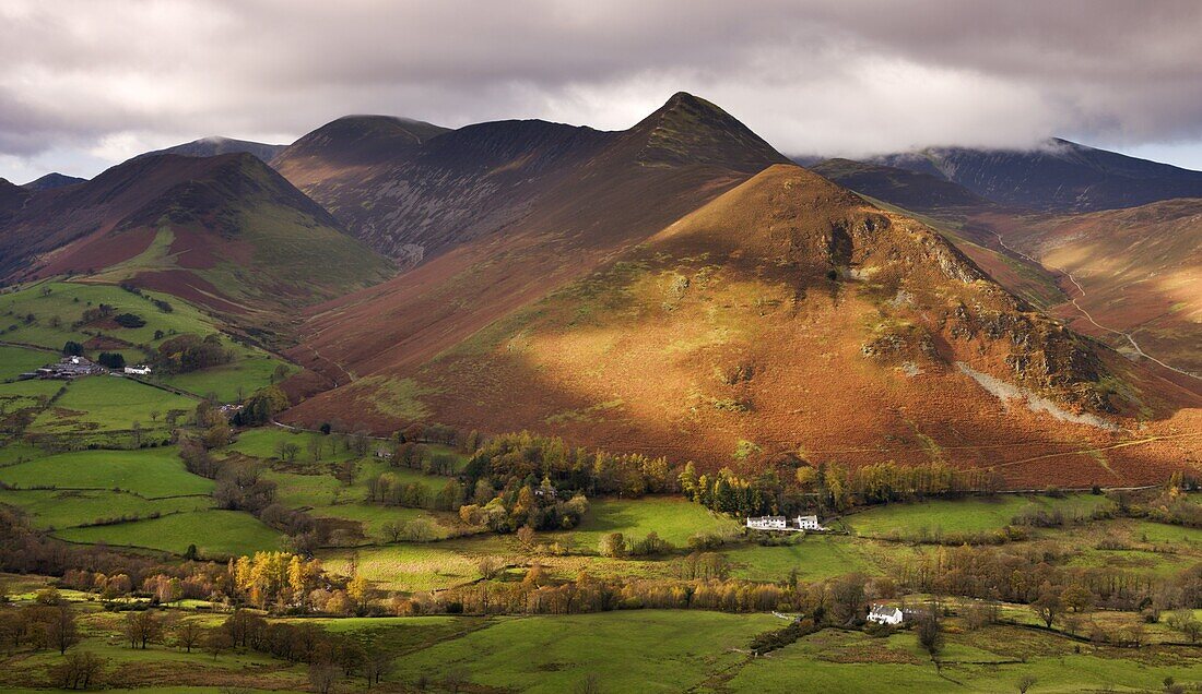 Newlands Valley and Causey Pike in autumn,  Lake District National Park,  Cumbria,  England,  United Kingdom,  Europe