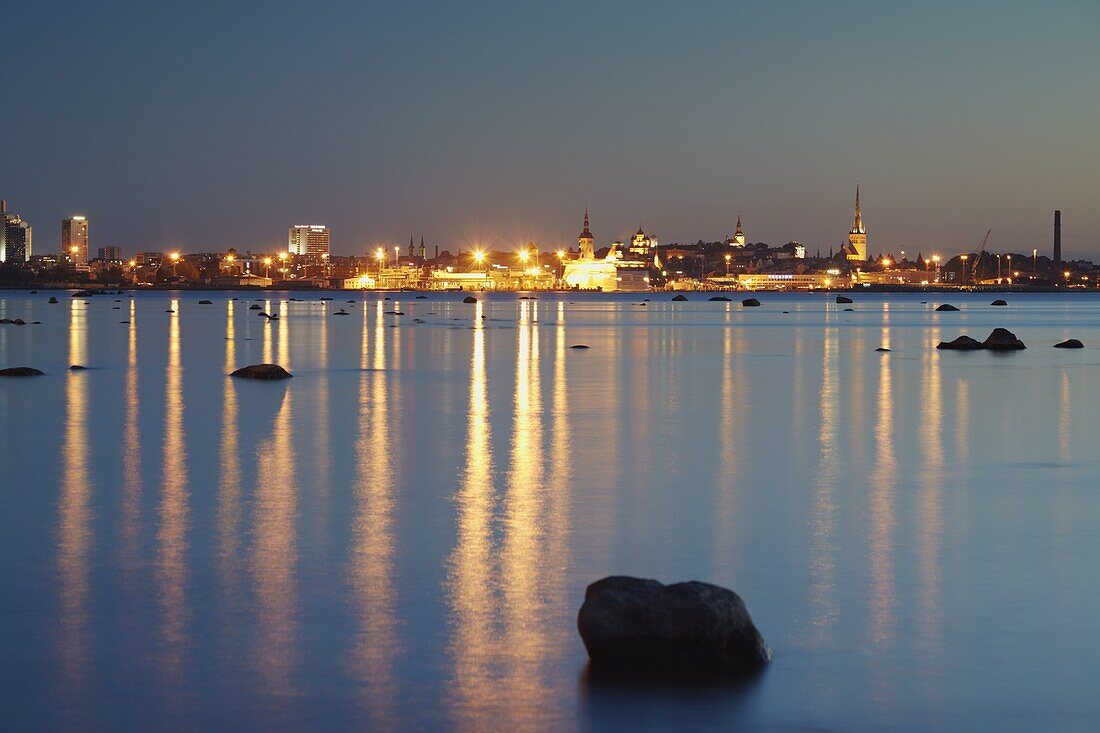 City skyline from Pirita,  Tallinn,  Estonia,  Baltic States,  Europe