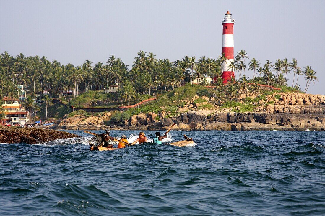 Tourists in a boat,  Kovalam,  Trivandrum,  Kerala,  India