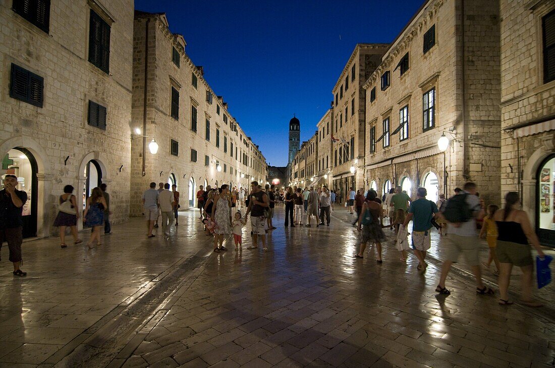 The old town of Dubrovnik at night,  Dubrovnik,  Croatia,  Europe