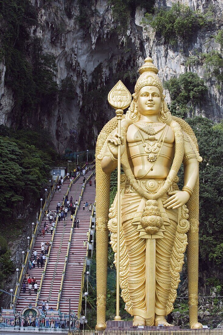 The worlds tallest statue of Murugan, a Hindu deity, Batu Caves, Kuala Lumpur, Malaysia, Southeast Asia, Asia