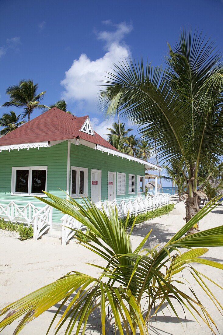 Beach hut, Bavaro Beach, Punta Cana, Dominican Republic, West Indies, Caribbean, Central America