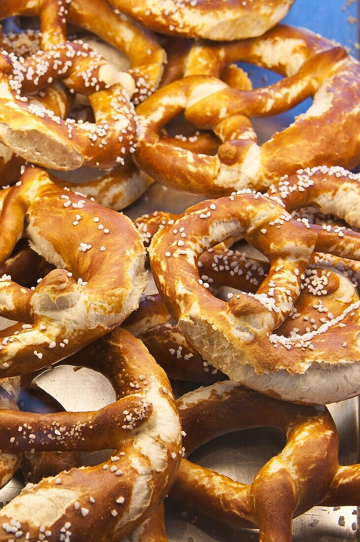 Pretzels at a local market, Zwiesel, Bavaria, Germany, Europe