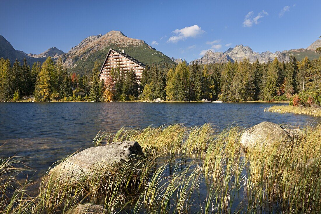 Hotel on Strbske Pleso Lake in the High Tatras, Slovakia, Europe