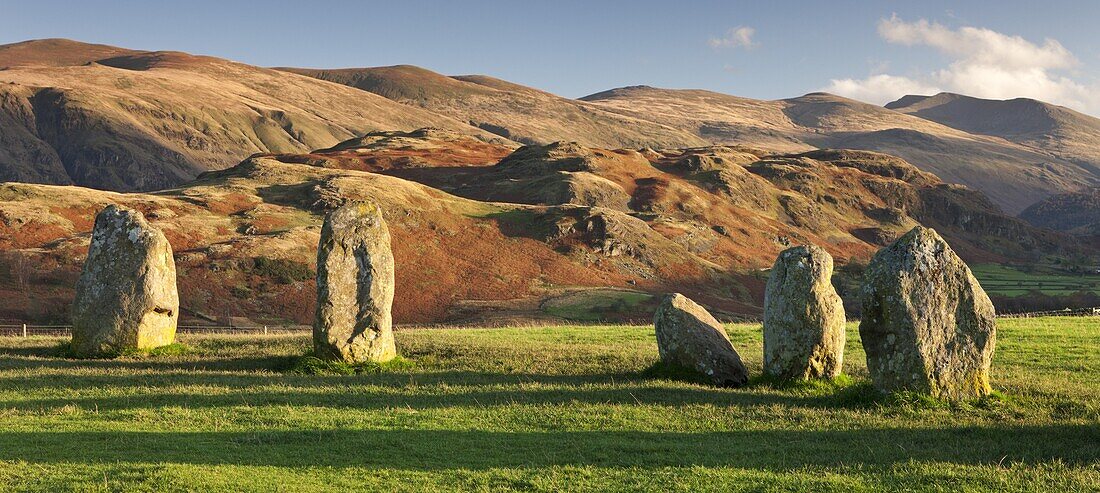 Megalithic standing stones at Castlerigg Stone Circle, Lake District National Park, Cumbria, England, United Kingdom, Europe