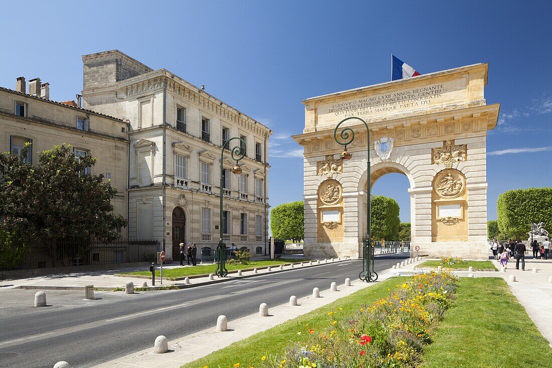 The Arc de Triomphe, Rue Foch, Montpellier, Languedoc-Roussillon, France, Europe