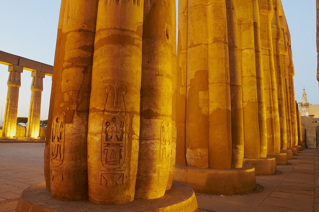 Colonnades, pillars of stone, Temple of Luxor, Thebes, UNESCO World Heritage Site, Egypt, North Africa, Africa