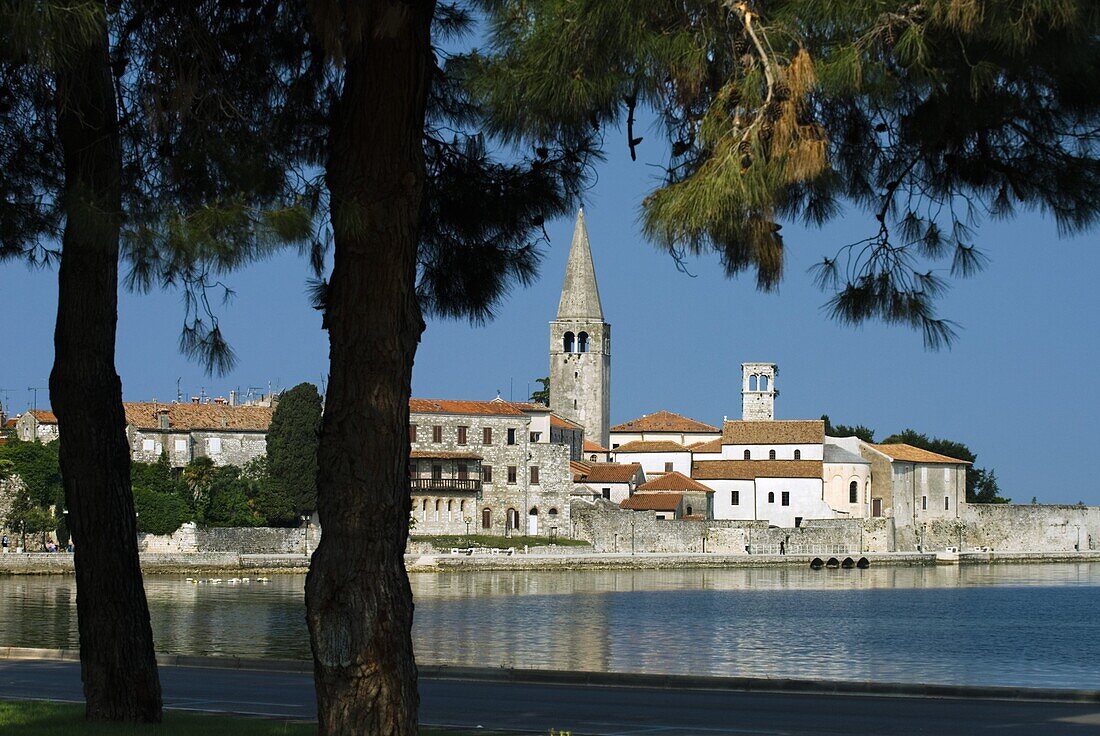 View over old town and Basilica of Euphrasius, UNESCO World Heritage Site, Porec, Istria, Croatia, Adriatic, Europe