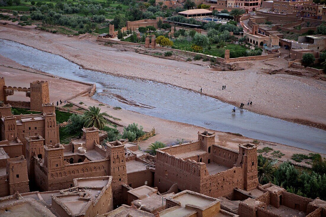Lookink down on the Kasbah, Ait-Benhaddou, UNESCO World Heritage Site, Morocco, North Africa, Africa