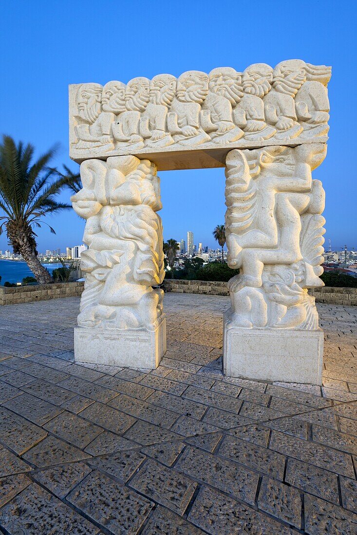 Sculpture depicting the fall of Jericho, Isaac's sacrifice and Jacob's dream, HaPisgah Gardens, Tel Aviv, Israel, Middle East