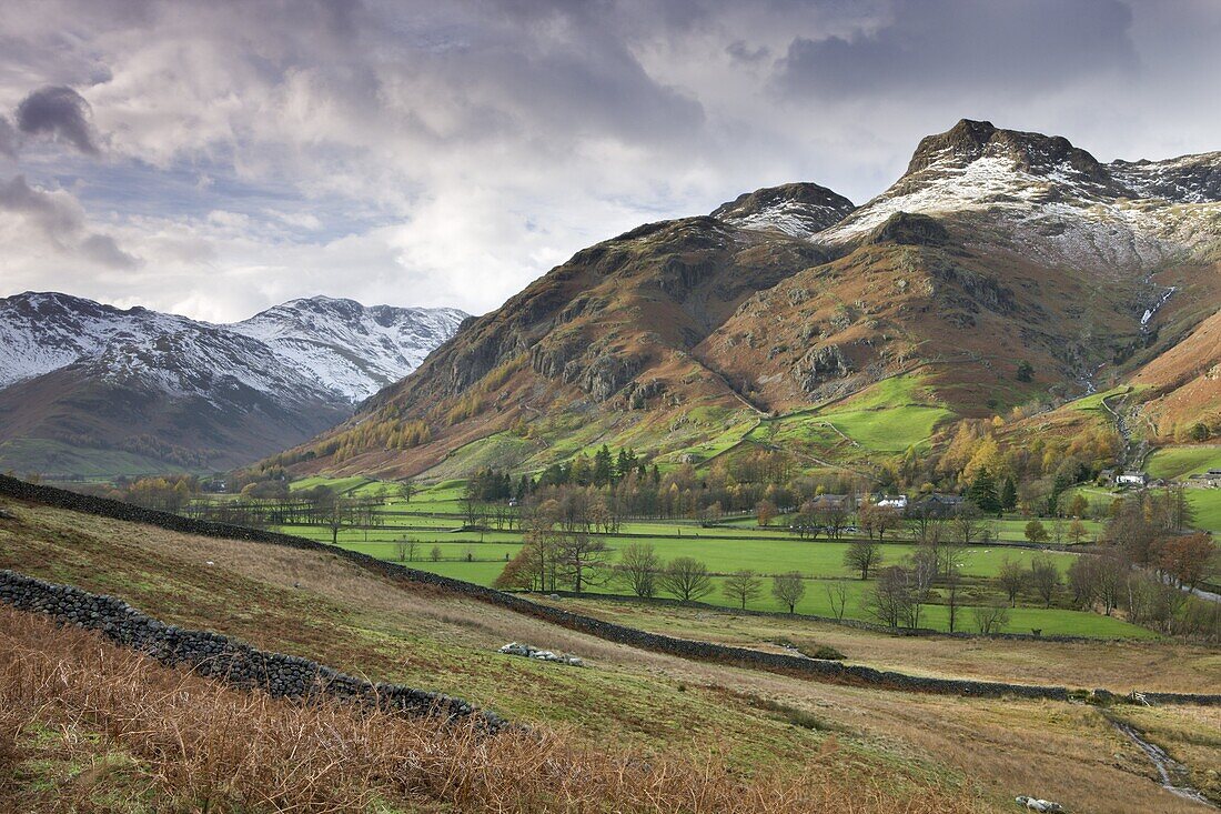 Great Langdale and the Langdale Pikes in autumn, Lake District National Park, Cumbria, England, United Kingdom, Europe