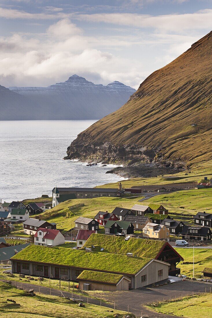 Picturesque village of Gjogv on Eysturoy in the Faroe Islands, Denmark, Europe