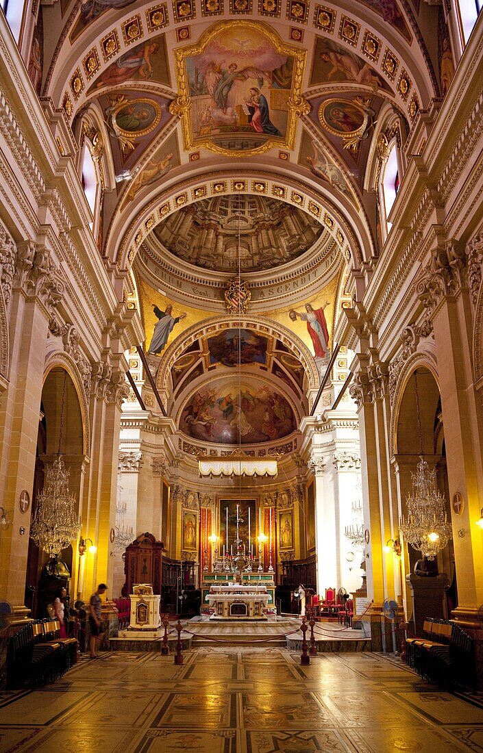 Interior, Gozo Cathedral, Rabat (Victoria), Gozo, Malta, Europe