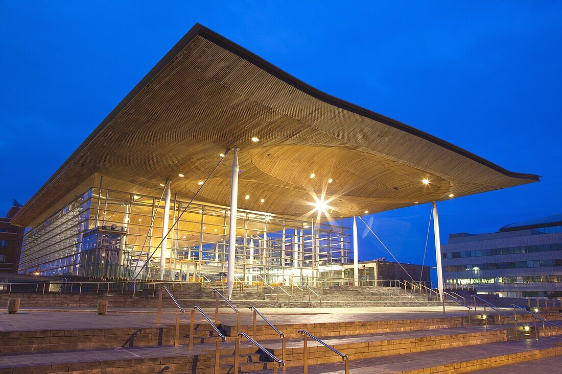 The Senedd (Welsh National Assembly Building), Cardiff Bay, Cardiff, South Wales, Wales, United Kingdom, Europe