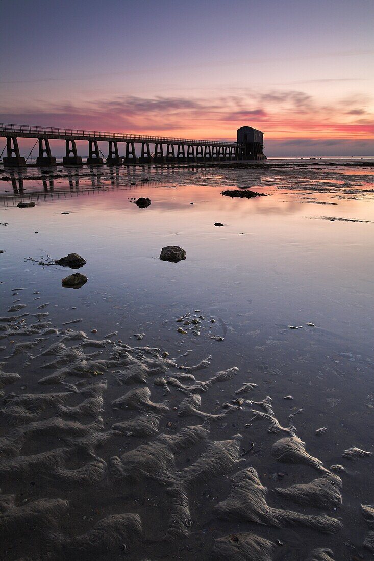 Bembridge lifeboat pier at sunrise, Isle of Wight, England, United Kingdom, Europe