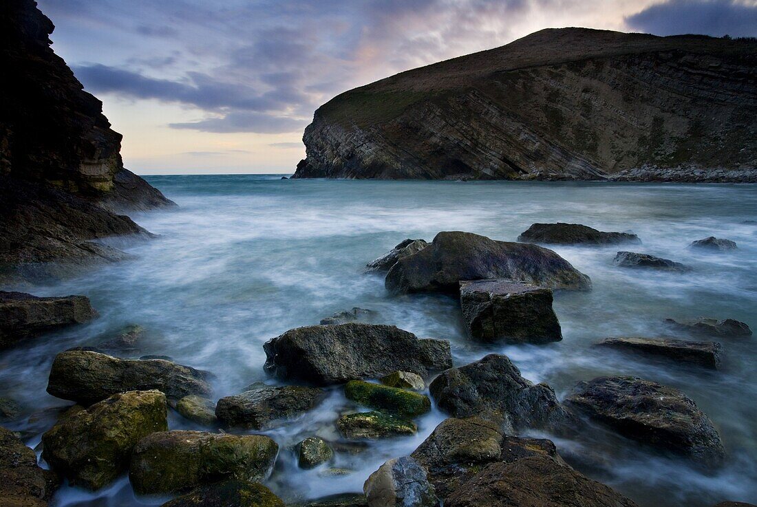 The rocky shores of Pondfield Cove on the Jurassic Coast, UNESCO World Heritage Site, Dorset, England, United Kingdom, Europe