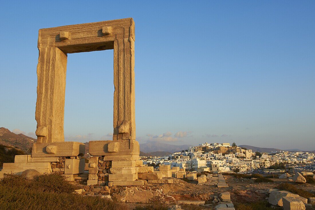 Gateway, Temple of Apollo, at the archaeological site, Naxos, Cyclades Islands, Greek Islands, Greece, Europe