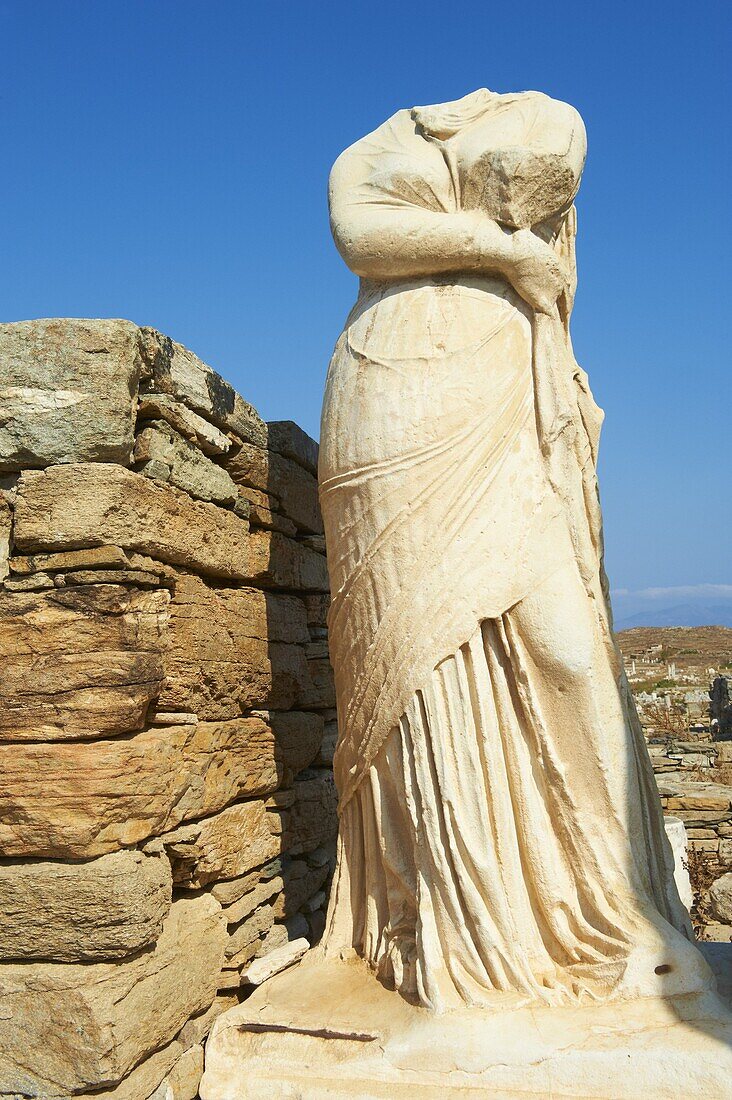 Statue of Cleopatra, House of Cleopatra, Quarter of the Theatre, archaeological site, Delos, UNESCO World Heritage Site, Cyclades Islands, Greek Islands, Greece, Europe