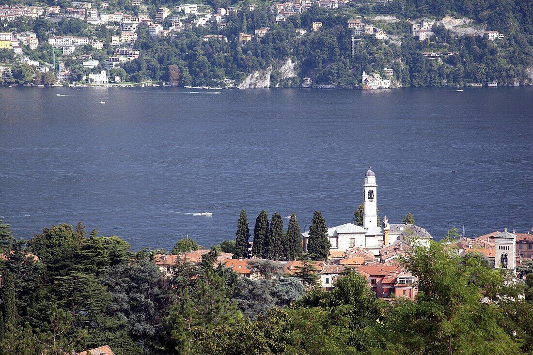 Lakeside church at Cernobbio, Lake Como, Lombardy, Italian Lakes, Italy, Europe