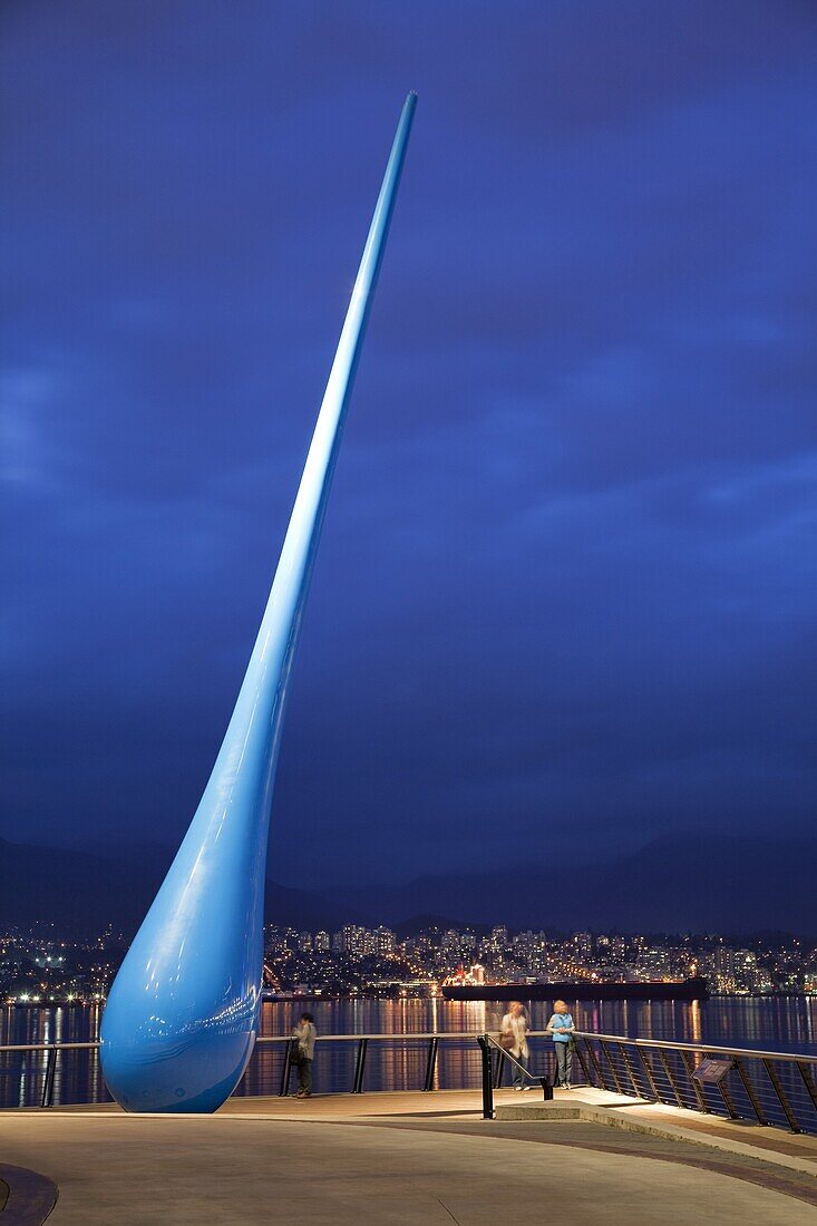 The Raindrop sculpture at night, Downtown Vancouver waterfront near the Convention Centre and Canada Place, Vancouver, British Columbia, Canada, North America