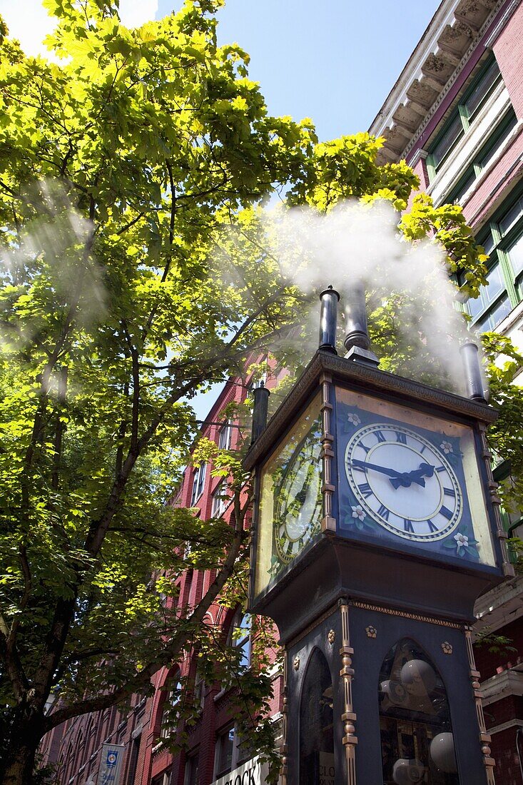 The Steam Clock on Water Street, Gastown, Vancouver, British Columbia, Canada, North America