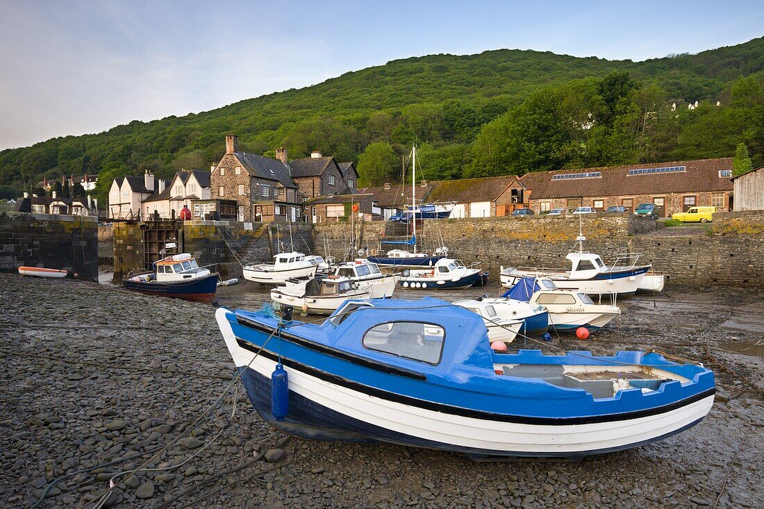 Low tide at Porlock Weir in Exmoor National Park, Somerset, England, United Kingdom, Europe