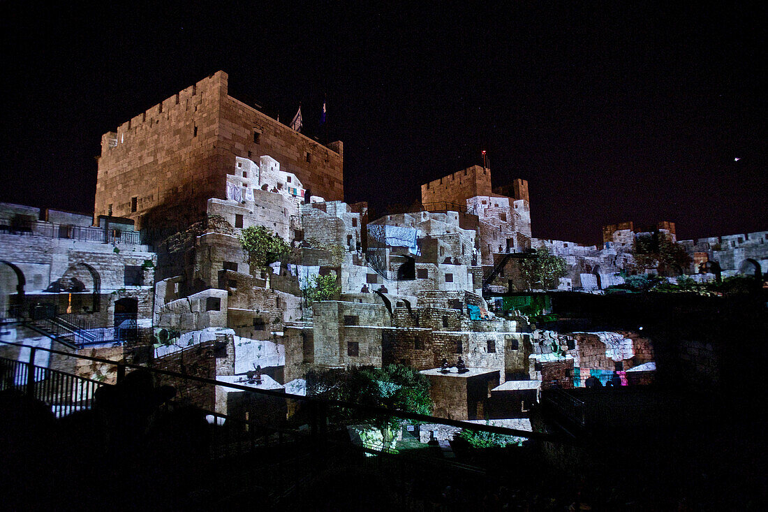 Lichtshow in der Davidszitadelle, Jerusalem, Israel