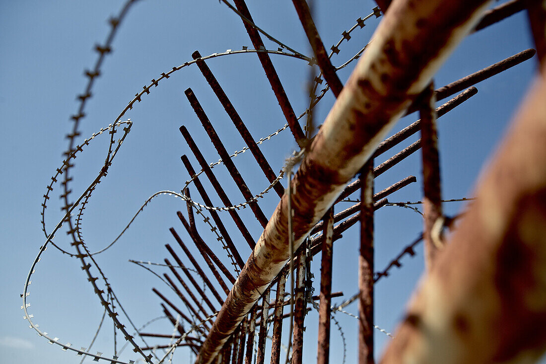 Barbed wire of the border fence between Israel and Lebanon, Rosch haNikra, Naharija, Israel