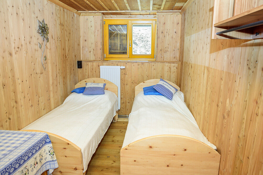 Double room in alpine hut, hut Pforzheimer Huette, Sellrain, Stubai Alps, Tyrol, Austria