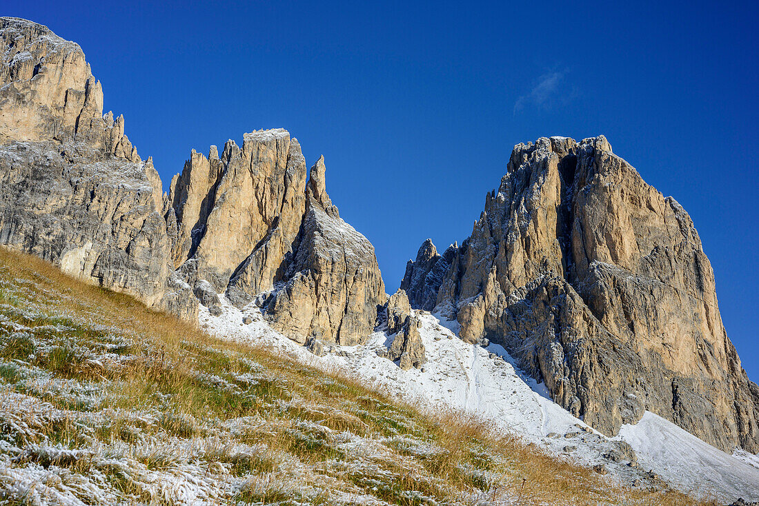 Grohmannspitze, Fuenffingerspitze and Langkofel, Langkofel group, Dolomites, UNESCO World Heritage Dolomites, Trentino, Italy