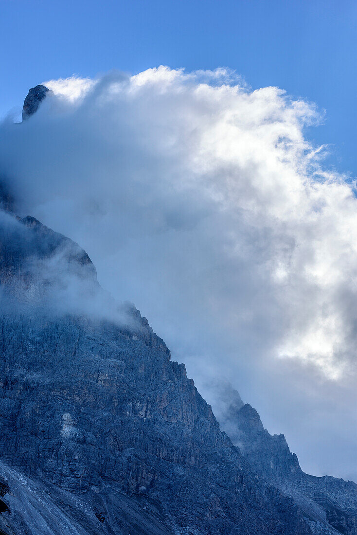 Clouds at Pala range, Pala range, Dolomites, UNESCO World Heritage Dolomites, Trentino, Italy