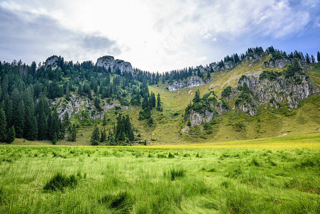 View towards Ettaler Manndl, Ettaler Manndl, Ammergauer Alps, Upper Bavaria, Bavaria, Germany