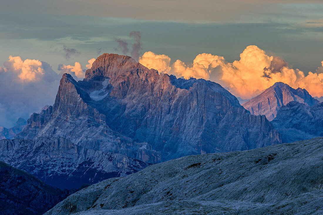 Civetta and Antelao, from hut Rifugio Rosetta, Pala range, Dolomites, UNESCO World Heritage Dolomites, Trentino, Italy