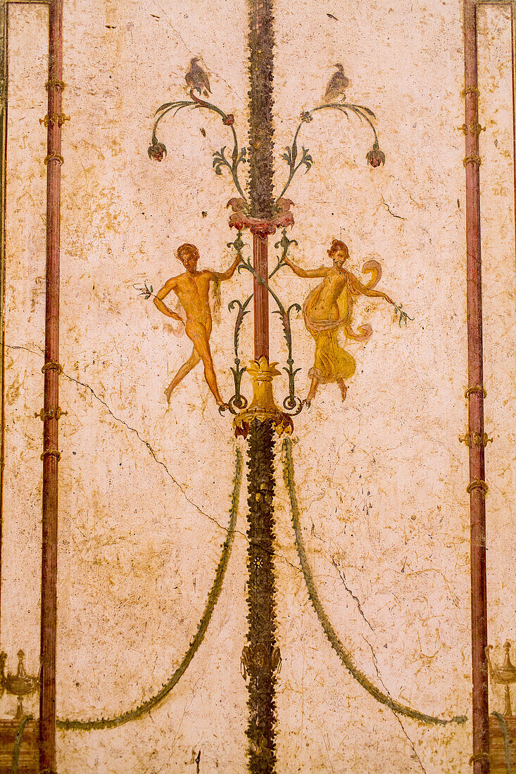 Naples National Archaeological Musem, wall decoration from ancient villa, Campania, Naples, Napoli, Italy