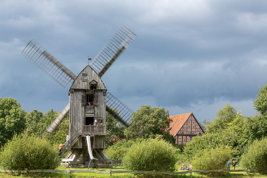 Post Mill, windmill, Cloppenburg Museum Village, Lower Saxony, Germany