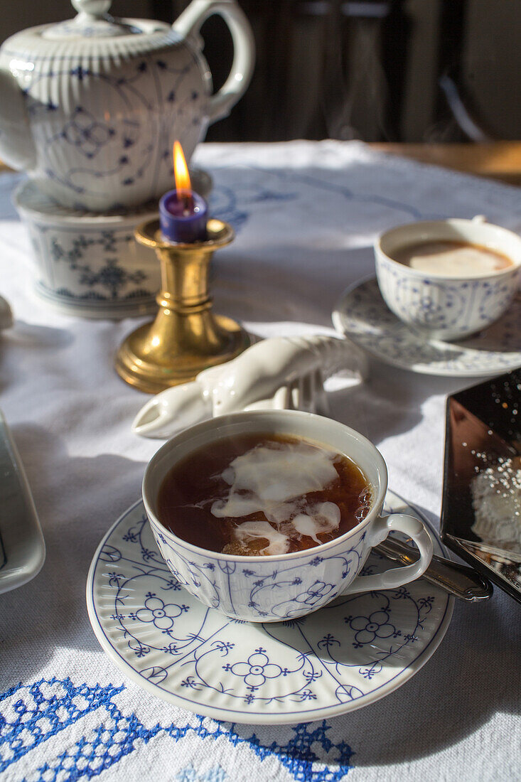 East Frisian tea, traditional tea with cream, East Frisian coast, Lower Saxony, Germany