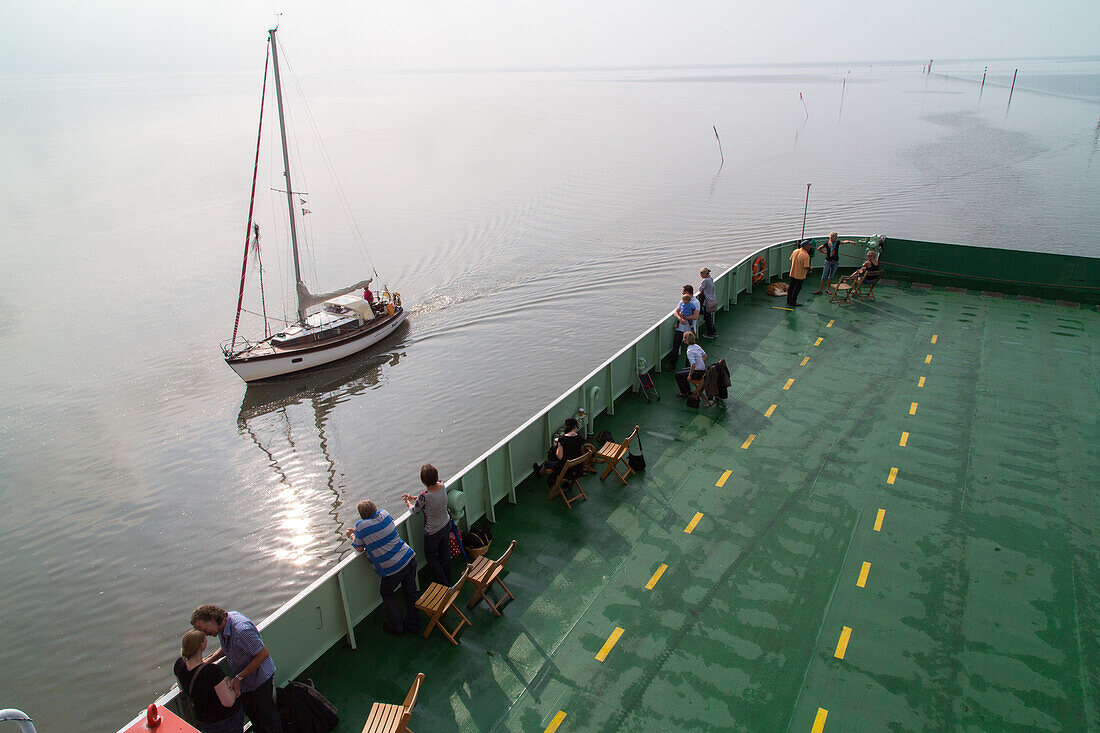 on board the ferry to Island of Juist, North Sea, Lower Saxony, Germany