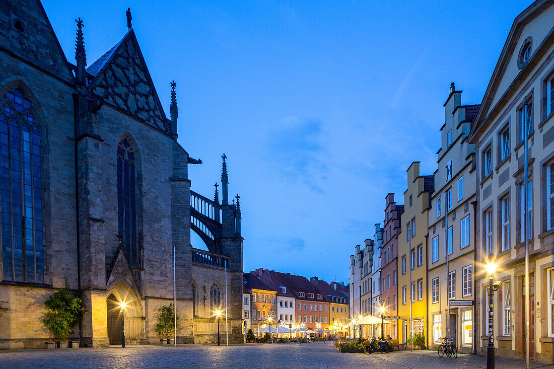 St Marien church, Market Square, evening light, Osnabrueck Lower Saxony, northern Germany