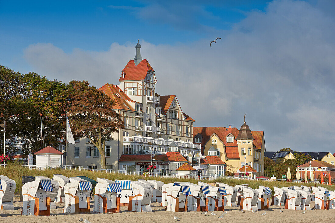 Seaside resort architecture in Kuehlungsborn, Baltic Sea Coast, Mecklenburg Western Pomerania, Germany