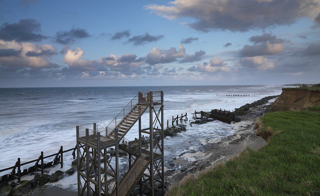 The heavily eroded coastline at Happisburgh, Norfolk, England, United Kingdom, Europe