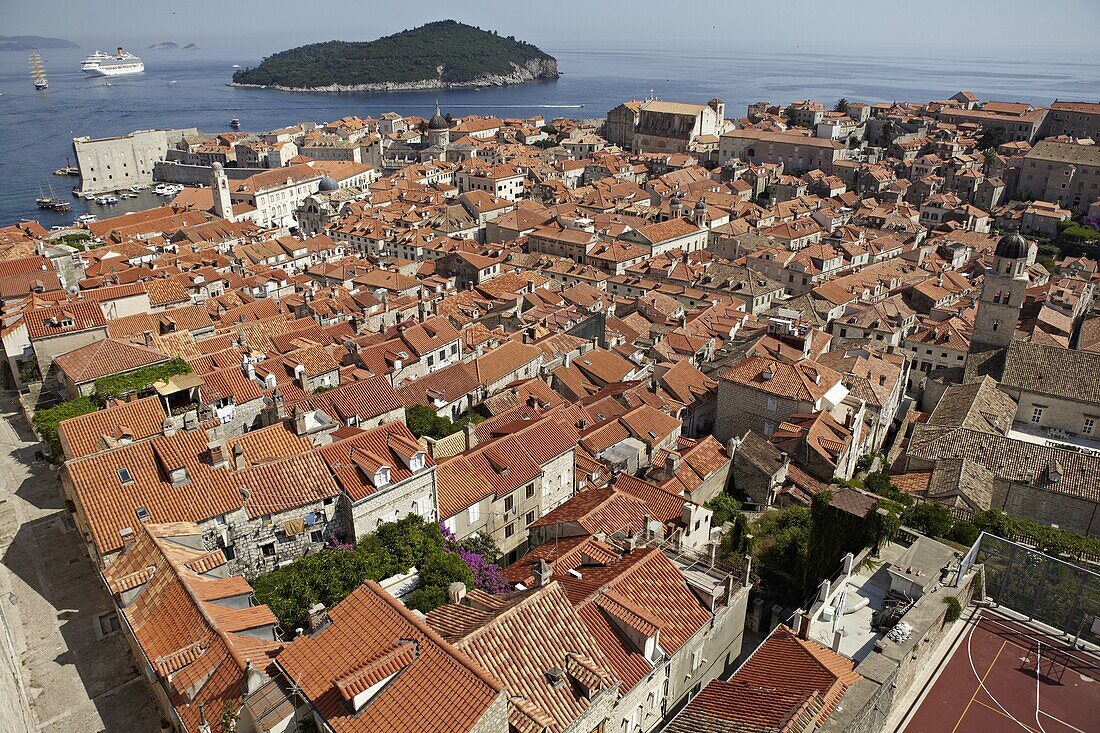 The rooftops of the Walled City of Dubrovnik, UNESCO World Heritage Site, Croatia, Europe