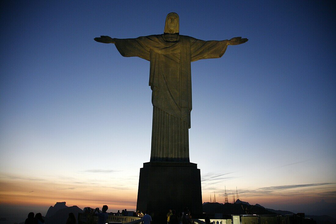 The statue of Christ the Redeemer on top of the Corcovado mountain, Rio de Janeiro, Brazil, South America