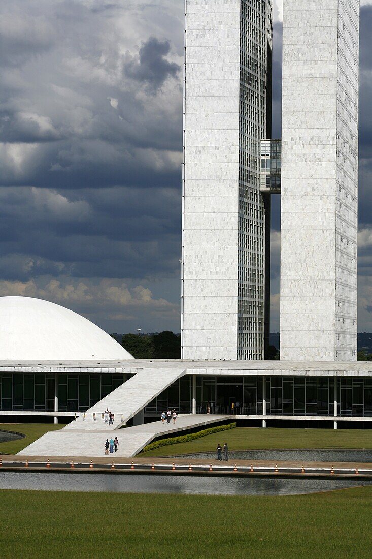 Congresso Nacional (National Congress) designed by Oscar Niemeyer, Brasilia, UNESCO World Heritage Site, Brazil, South America