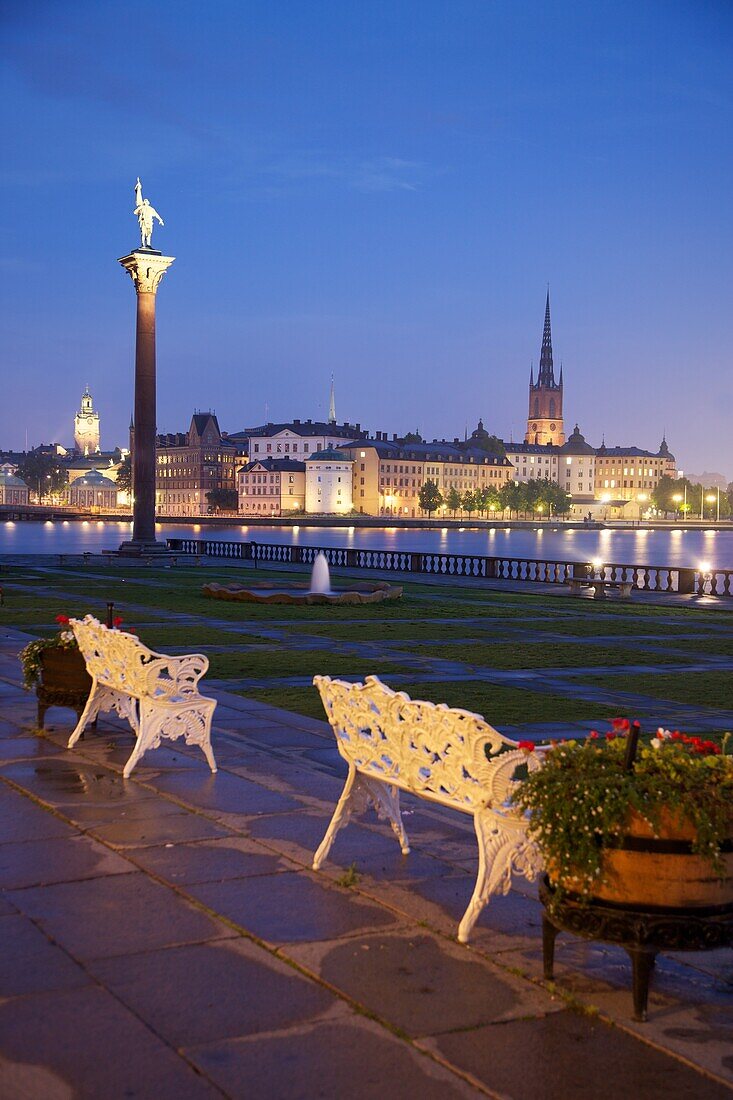 City skyline from City Hall at dusk, Kungsholmen, Stockholm, Sweden, Scandinavia, Europe