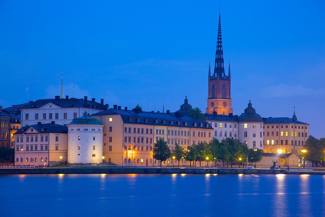 City skyline from City Hall at dusk, Kungsholmen, Stockholm, Sweden, Scandinavia, Europe