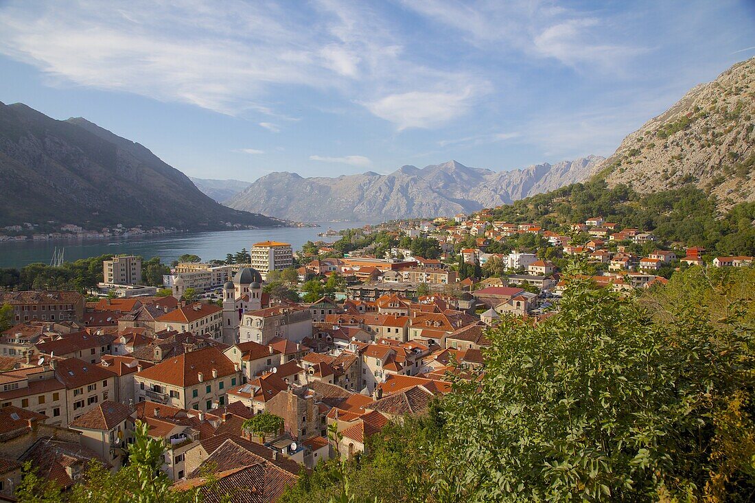 View over Old Town, Kotor, UNESCO World Heritage Site, Montenegro, Europe