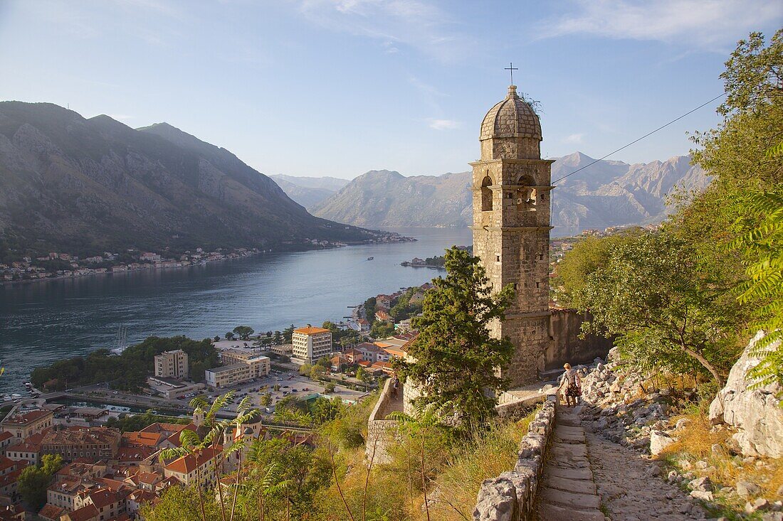 Chapel of Our Lady of Salvation and view over Old Town, Kotor, UNESCO World Heritage Site, Montenegro, Europe