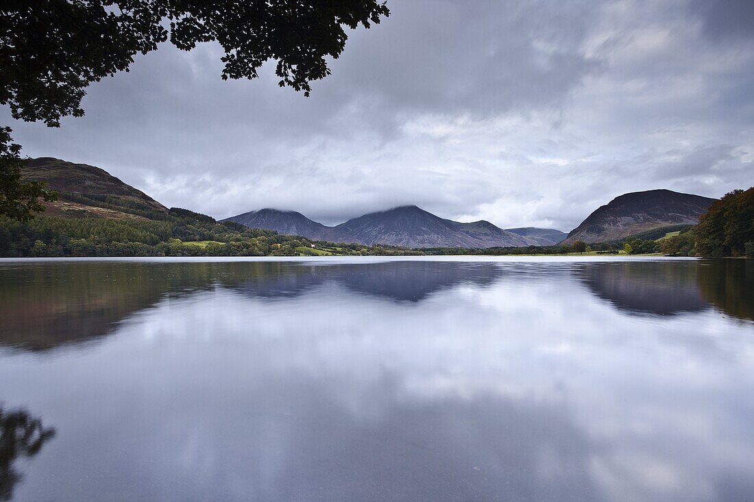 A cold evening over Loweswater in the Lake District National Park, Cumbria, England, United Kingdom, Europe