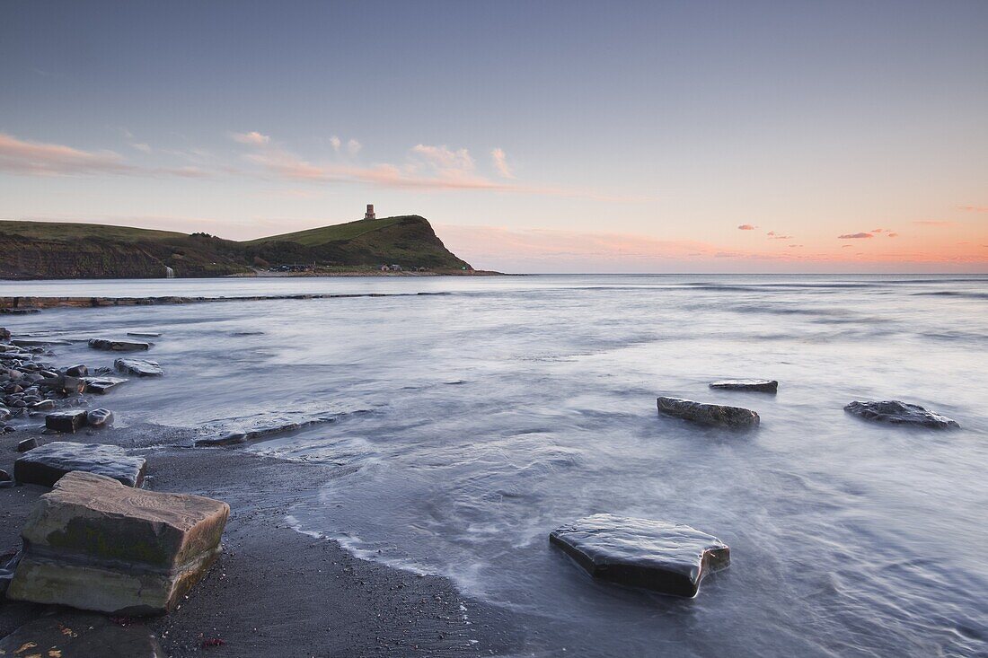 Kimmeridge Bay on the Dorset coast at sunset, Jurassic Coast, UNESCO World Heritage Site, Dorset, England, United Kingdom, Europe